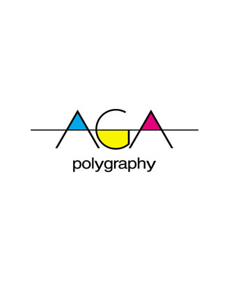 Company logo and corporate identity of AGA Polygraphy offset printer